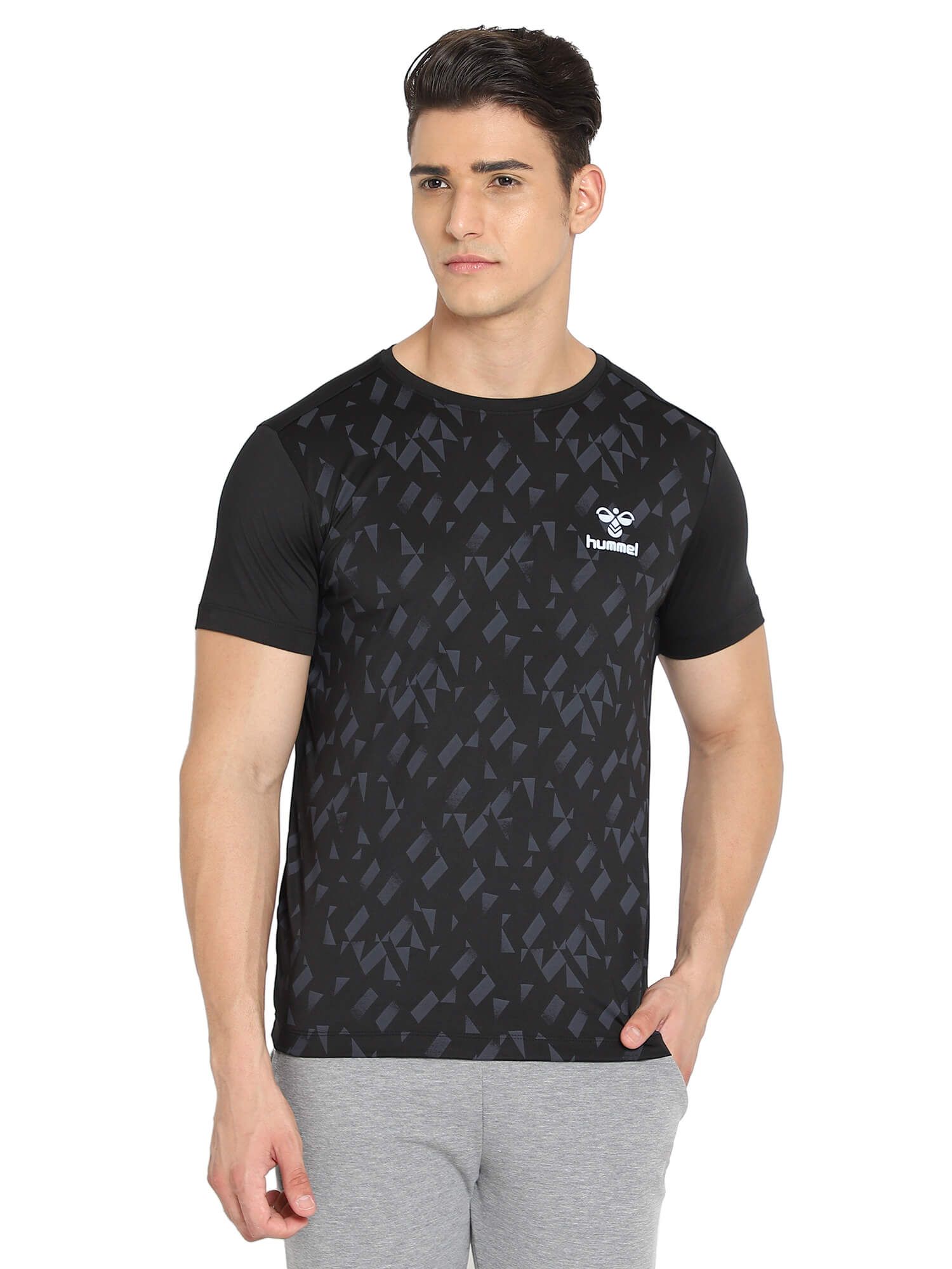 Erin Men Polyester Black T-Shirt