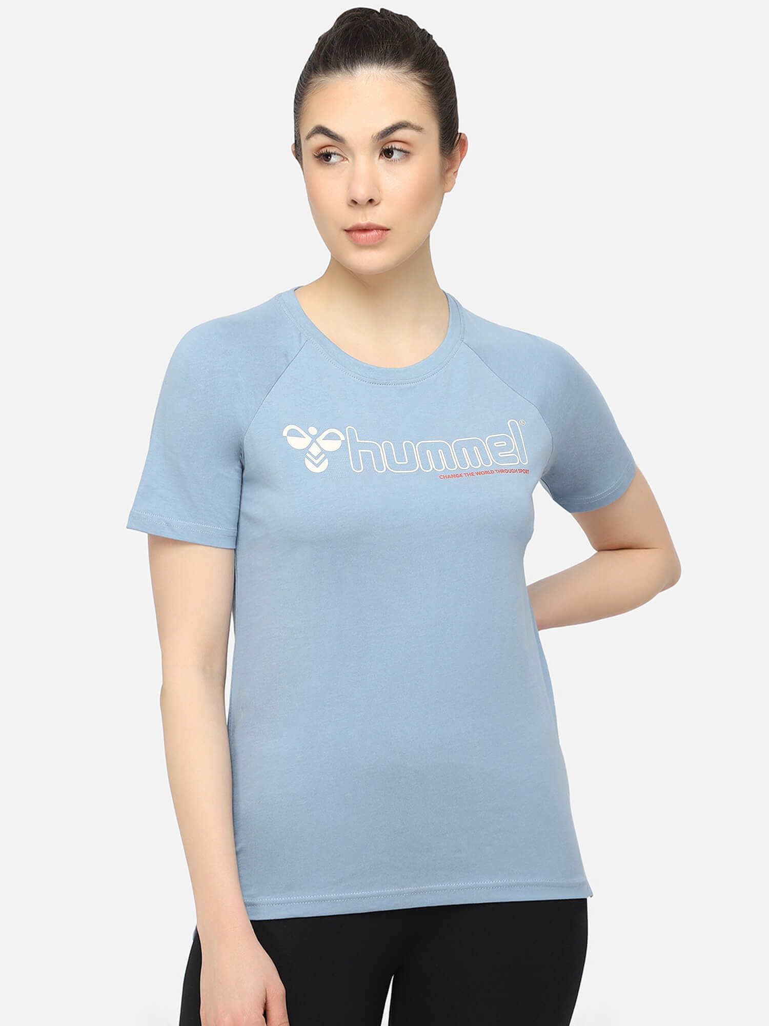 Zenia Women Cotton Blue T-Shirt