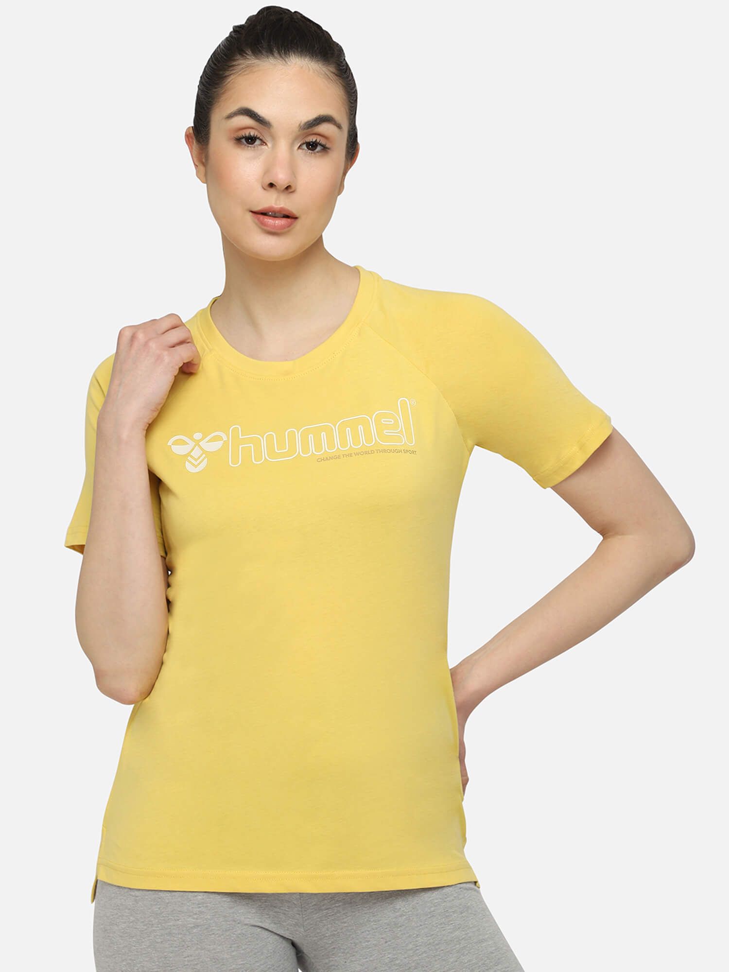 Zenia Women Cotton Yellow T-Shirt