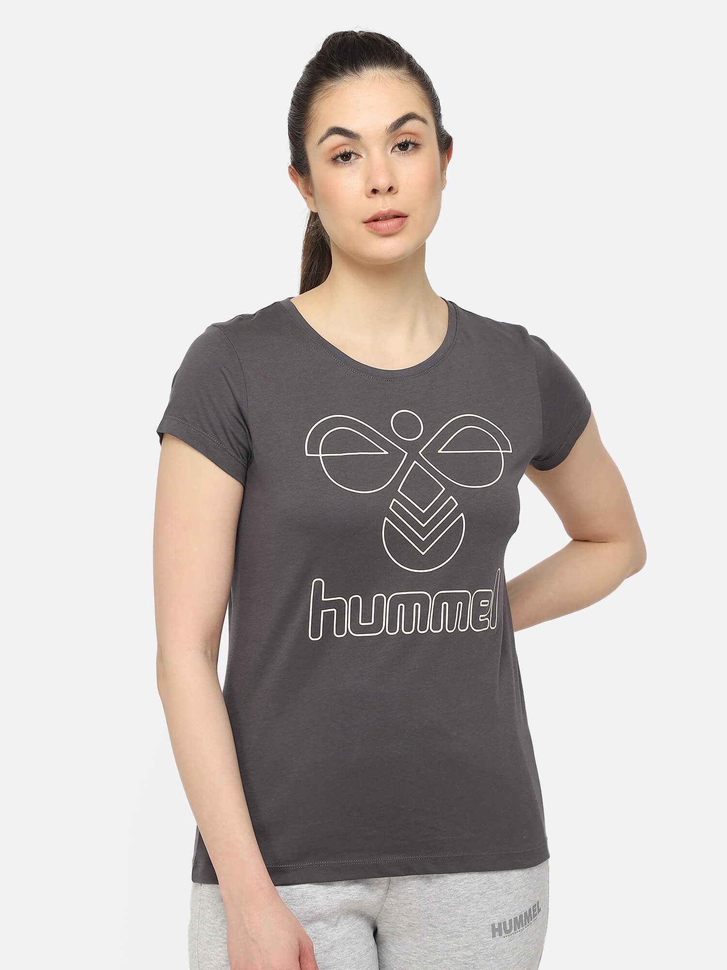 Senga Women Cotton Grey T-Shirt