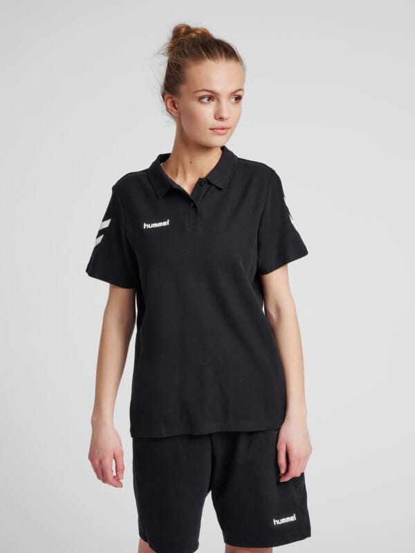 Go Women Cotton Black Polo T-Shirt