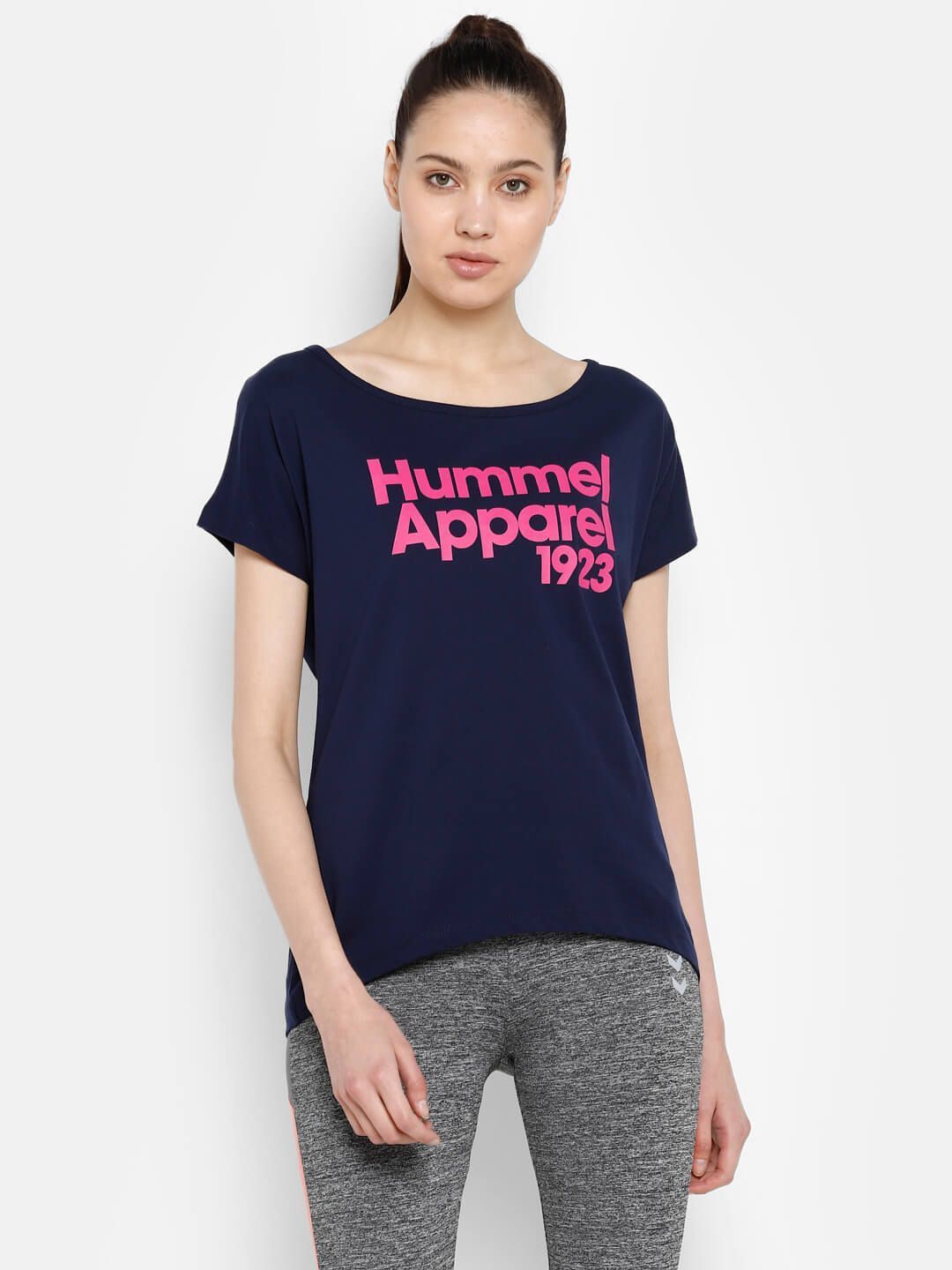Vivith Women Cotton Navy Blue T-Shirt