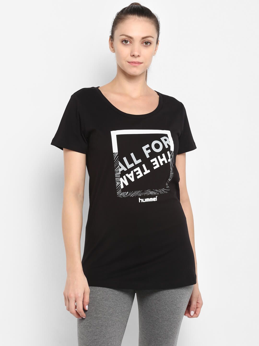 Alba Women Cotton Black T-Shirt