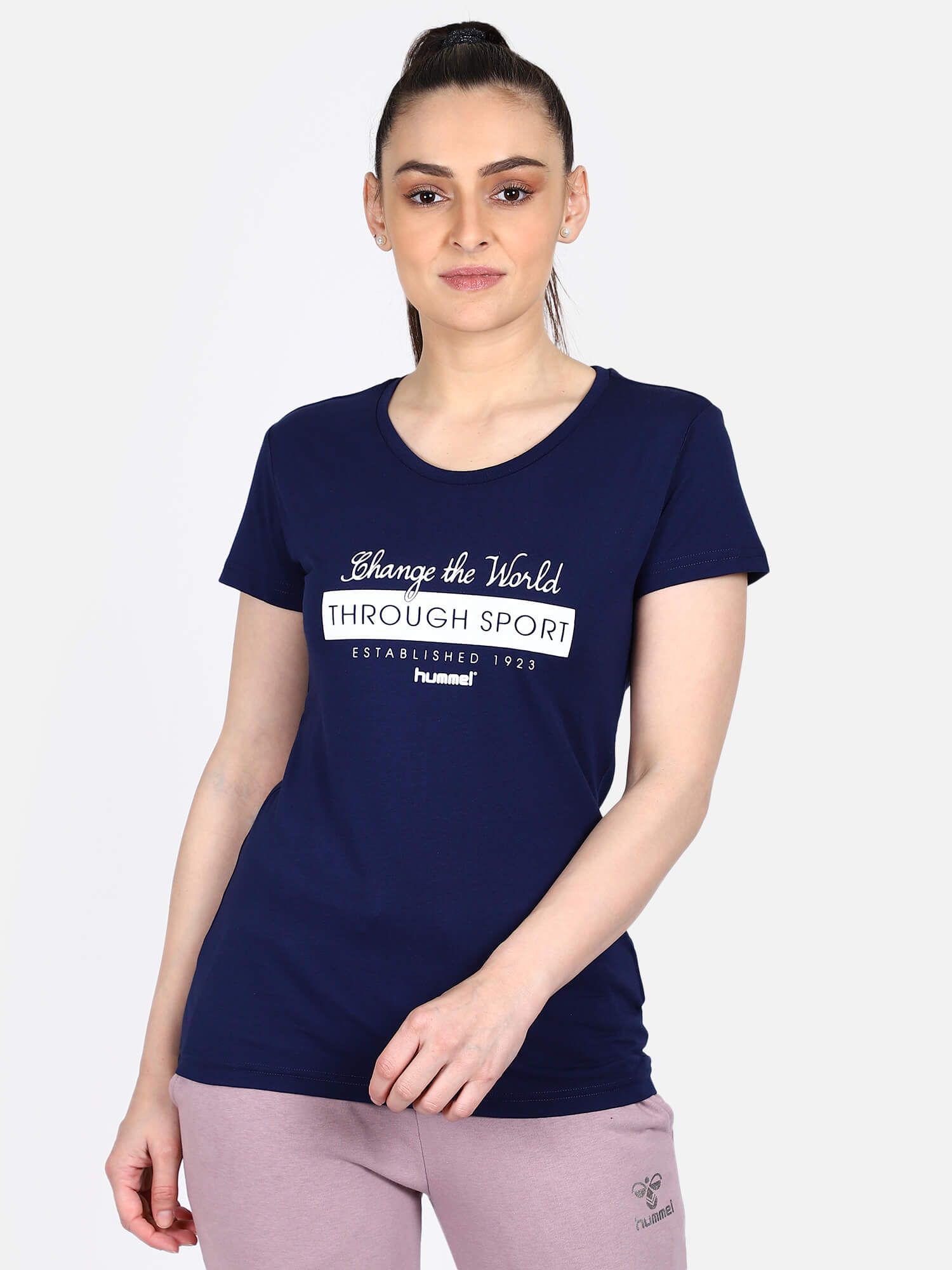Ruby Women Cotton Navy Blue T-Shirt