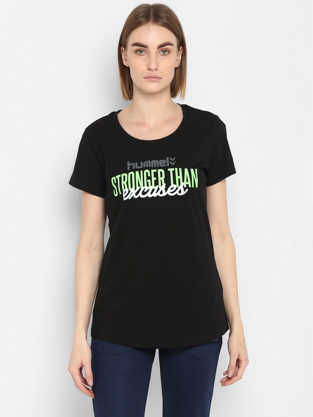 Yanil Women Cotton Black T-Shirt
