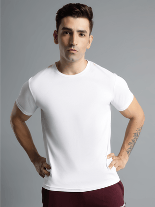 Budoc Round Neck Half Sleeve Solid Regular fit Polyester T-shirt for Men Comfortable Breathable Fabric Stretchable for Everyday Use Ideal for Yoga Training Gym Running or Performance Budoc Round Neck Half Sleeve Solid Regular fit Polyester T-shirt for Men Comfortable Breathable Fabric Stretchable for Everyday Use Ideal for Yoga Training Gym Running or Performance