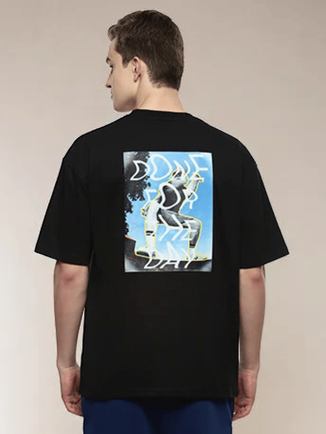 Wrap  Men's Black Oversized T-shirt