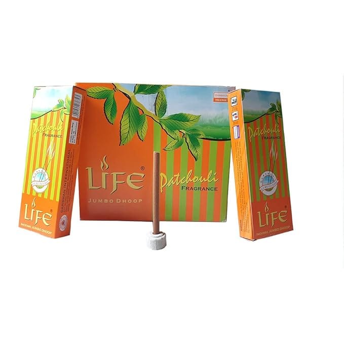 Darshan Incense - Life Patchouli Fragrance Jumbo Dhoop Agarbatti 18g Box Pack of 24 (432g)