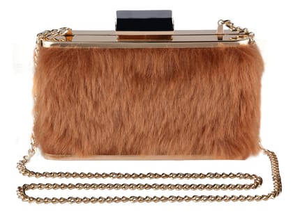 Vdesi Fur Coffee Clutch For Women Vdesi Fur Coffee Clutch For Women