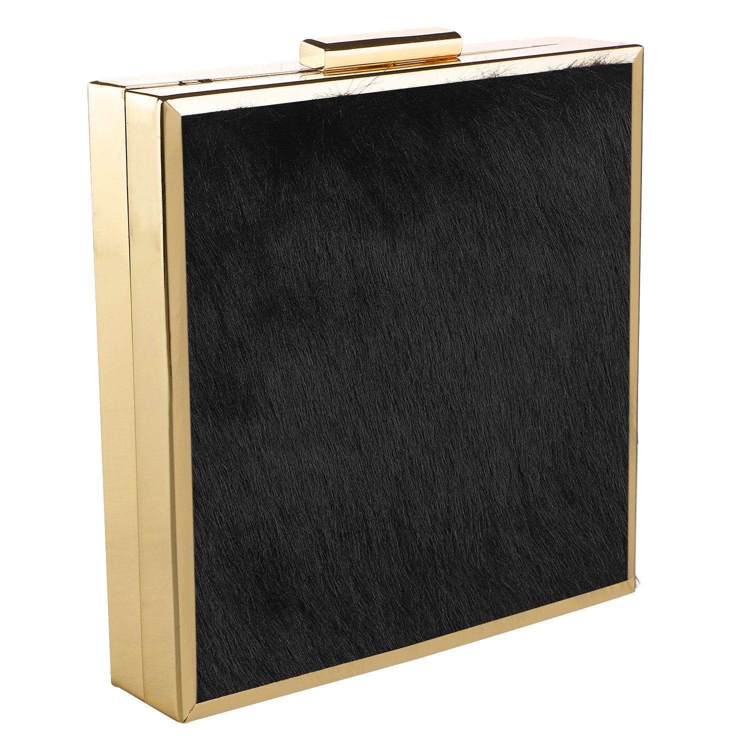 Vdesi Fur Square Metal Clutch
