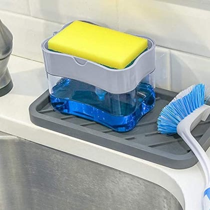 2-in-1 Soap Dispenser and Sponge Holder for Kitchen Sink 2-in-1 Soap Dispenser and Sponge Holder for Kitchen Sink