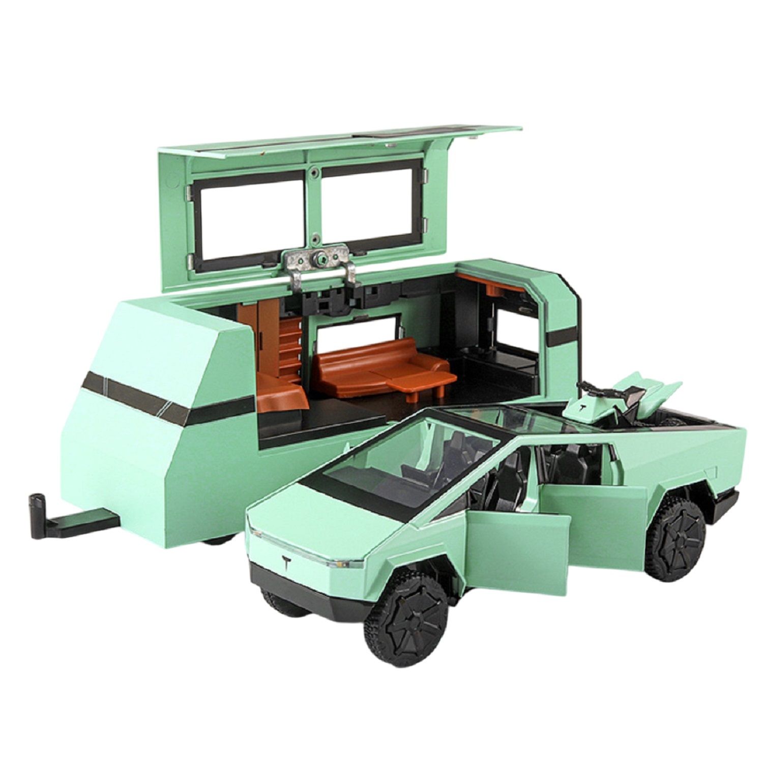 KTRS ENTERPRISE 1:24 Tsla Pickup Truck Trailer Alloy Metal Pull Back Die-cast Car Model Pull Back car Super Openable Doors Sound and Light Doors & Light Music Boys Toys for Kids