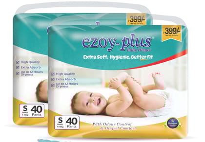 Ezoyplus Extra soft  Small Size Baby Diapers (4-8 kg)| Drynet Comfort & Odour control(80 pc) -S40-2