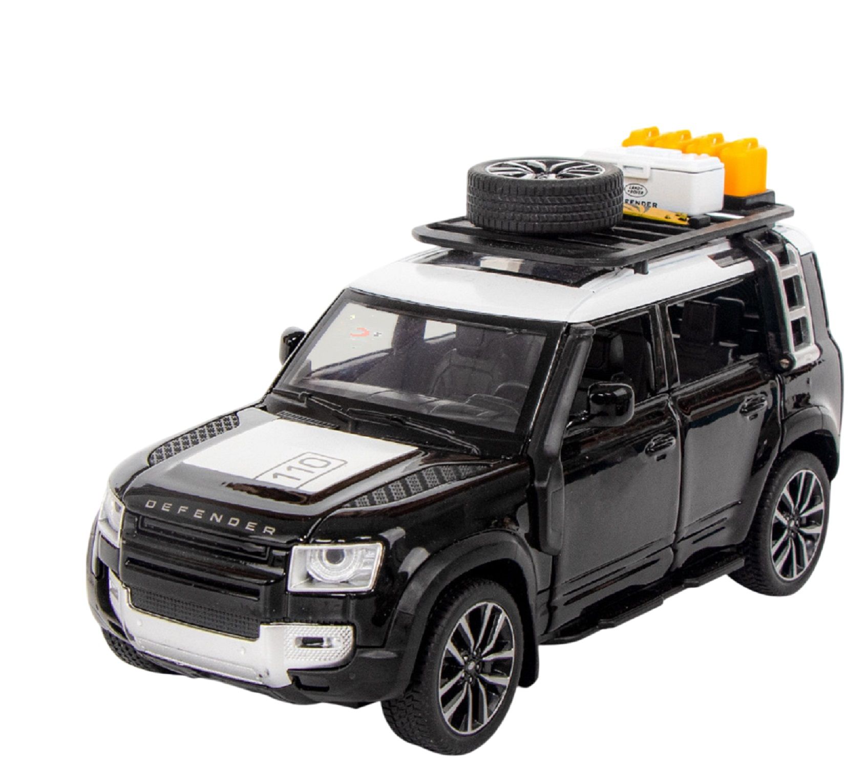 KTRS ENTERPRISE 1:24 Lnd Rver Dfender Bag Alloy Metal Pull Back Die-cast Car Model Pull Back car Super Openable Doors Sound and Light Doors & Light Music Boys Toys for Kids