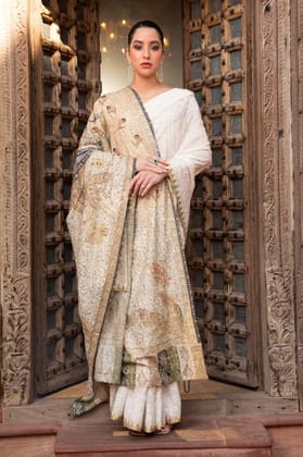 Beige and Green Floral Jacquard Pashmina Shawl Beige and Green Floral Jacquard Pashmina Shawl