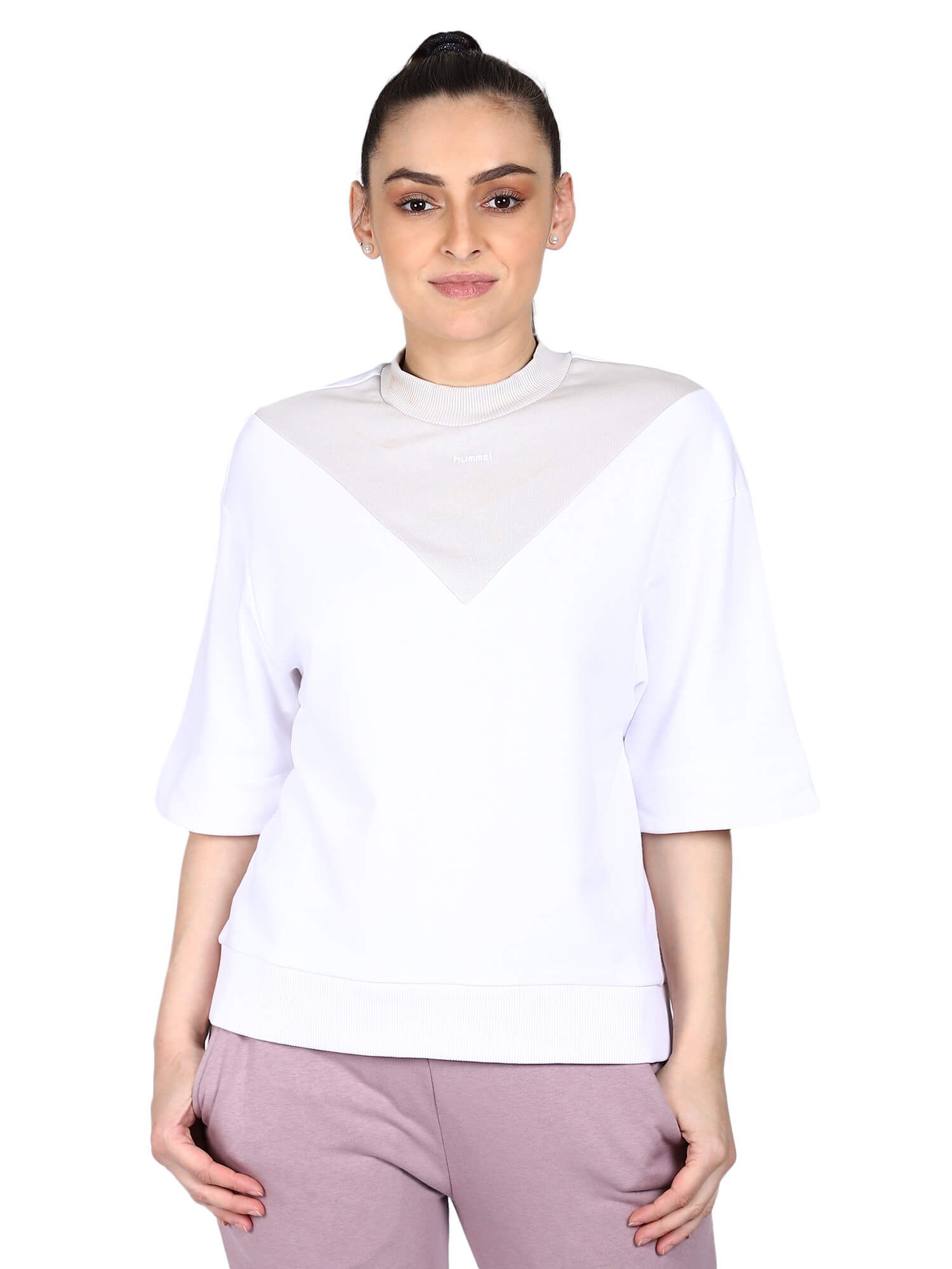 Aya Women Cotton White Sweatshirt
