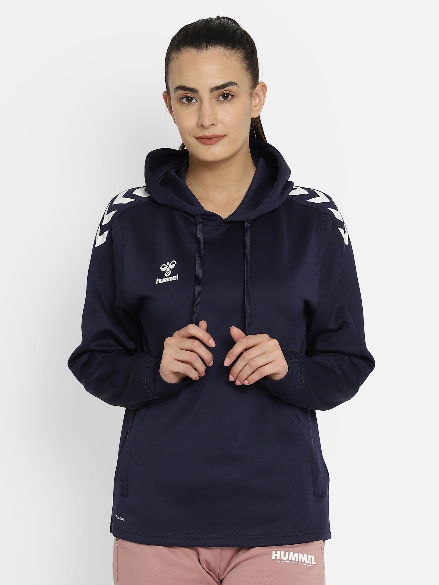 Core Xk Women Polyester Blue Hoodie