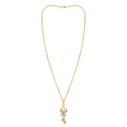 Gold Plated Traditional Butterfly Pendant Set With Chain For Women Gold Plated Traditional Butterfly Pendant Set With Chain For Women