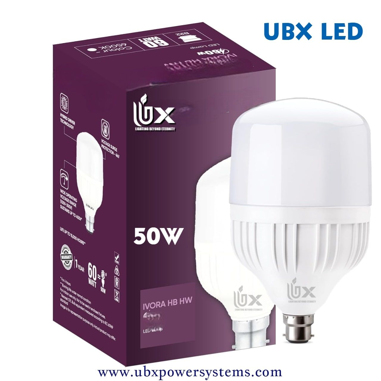 UBX 50 WATTS LED BULB B22