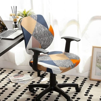 PENTHOOM Office Chair Cover Stretchable, Removable Washable Computer Chair Cover for Office, Rolling Chair Cover - Orange Diamond Pattern