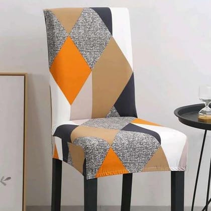 PENTHOOM Elastic Chair Cover Dining Stretchable | Removable Set of Washable and high 4 Elasticity Premium Fabric 2 Covers 6 Seat Slipcover Orange Diamond Pattern
