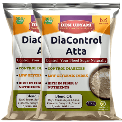 Desi Udyami's Dia-Control Atta: A Sugar-Free Multigrain Flour for Healthy Living |  DiaControl Multigrain Atta for Diabetes Care | Low Glycemic, High Fiber Flour | Natural Ingredients for Healthy Blood Sugar 4 Kg