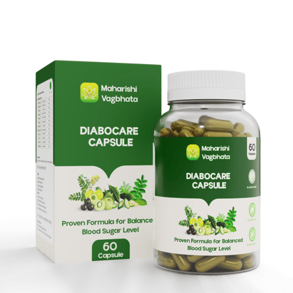 Maharishi Vagbhata Herbal Diabocare Capsules 600mg (60 Capsules), Contains Karela, Jamun, Triphala and Neem, Supports Healthy Energy & Blood Sugar Balance