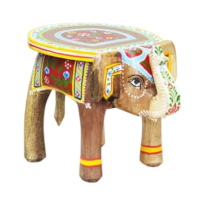 Hand-Painted Wooden Elephant Stool Hand-Painted Wooden Elephant Stool