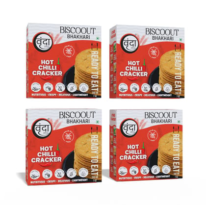 Vrunda Palm Oil Free Roasted Bhakhari |Hot Chilli Cracker|Snacks |Pack of 4 (200Gm each) Vrunda Palm Oil Free Roasted Bhakhari |Hot Chilli Cracker|Snacks |Pack of 4 (200Gm each)