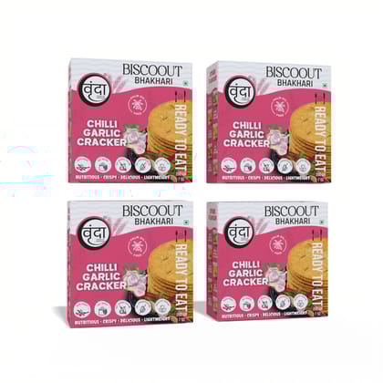 Vrunda Palm Oil Free Roasted Bhakhari |Chilli Garlic Cracker|Snacks |Pack of 4 (200Gm each) Vrunda Palm Oil Free Roasted Bhakhari |Chilli Garlic Cracker|Snacks |Pack of 4 (200Gm each)