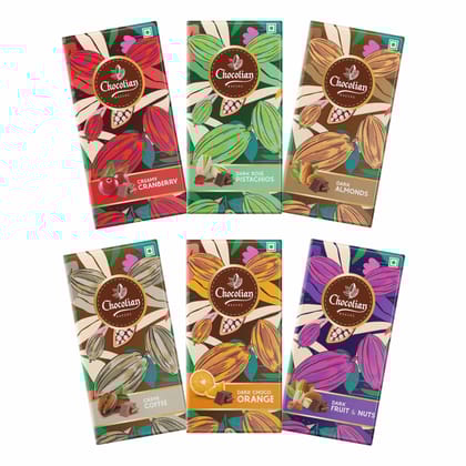 Chocolian Bakers Dark & Milk Chocolate Bar | Dark Rose Pistachio | Dark Orange | Dark Fruit & Nut | Dark Almond | Creme Coffee | Creme Cranberry | 100% Veg | Eggless