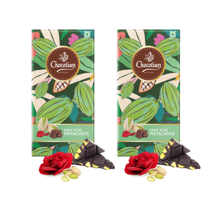 Chocolian Bakers Dark Chocolate With Rose & Pistachio Bar | 100% Veg | Eggless Chocolian Bakers Dark Chocolate With Rose & Pistachio Bar | 100% Veg | Eggless