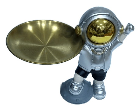 Astronaut Figurine with Golden Tray