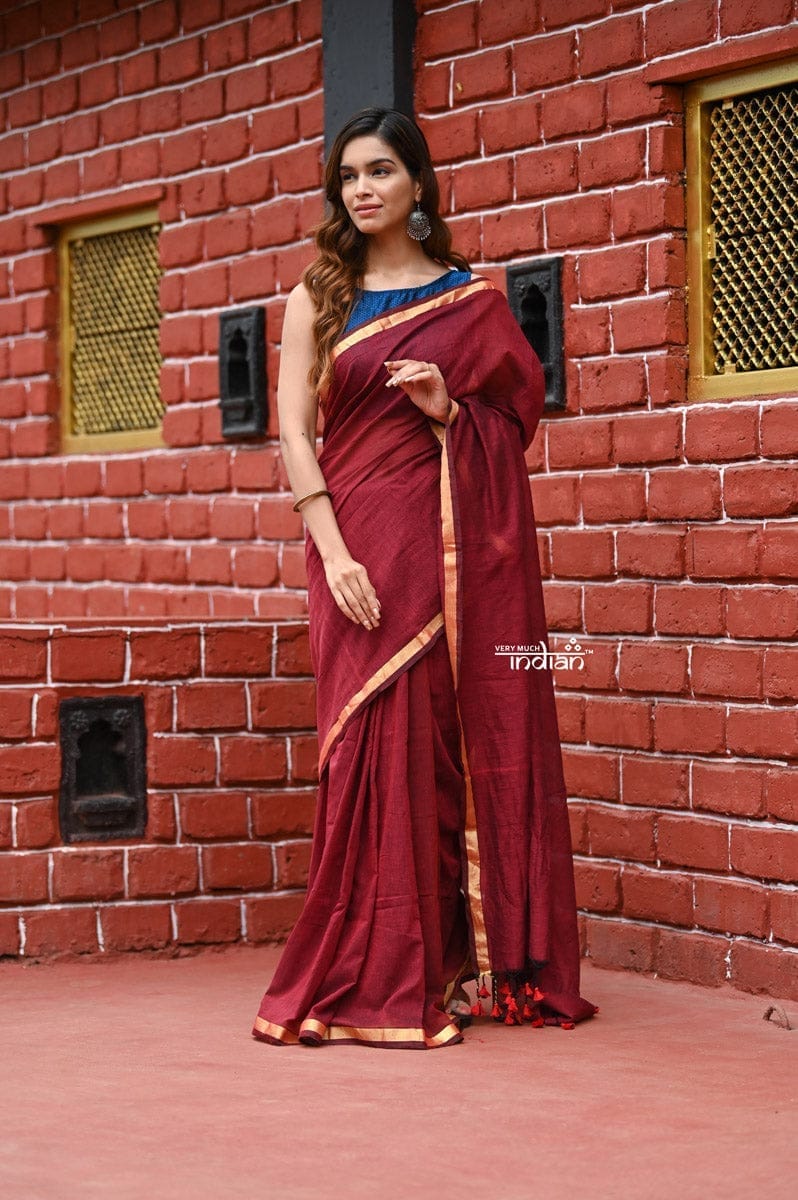 Saadgi ~Pure Cotton Handloom Sarees with Intricate Borders