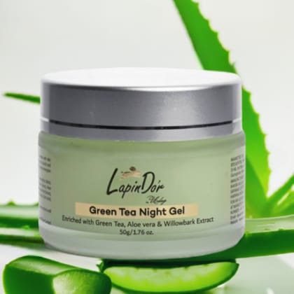 LapinDor Green Tea Night Gel - Enriched with Green Tea, Aloe vera & Willowbark Extract - 50g/1.76 oz | Free Delivery all over India LapinDor Green Tea Night Gel - Enriched with Green Tea, Aloe vera & Willowbark Extract - 50g/1.76 oz | Free Delivery all over India