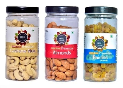Hari Premium Dry Fruits Combo of Cashews, Almonds and Raisins (Kismis) 600 gm Hari Premium Dry Fruits Combo of Cashews, Almonds and Raisins (Kismis) 600 gm