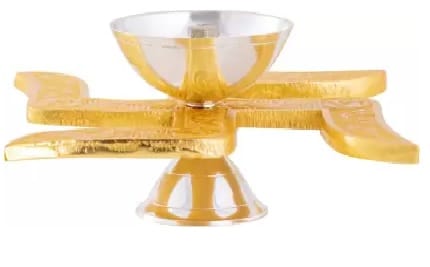 Gold and Silver plated Metal Swastik Diya