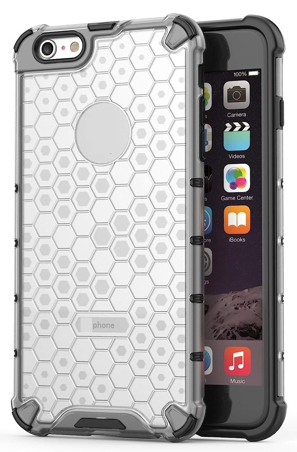Faircost for iPhone 6 Hybrid Shockproof Back Cover Hard Outside Soft Sides- (Polycabonate::Transparent)