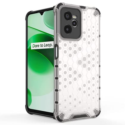 Faircost Hybrid Shockproof Back Cover for Realme C35 Hard Outside Soft Inside- (Polycabonate::Transparent)