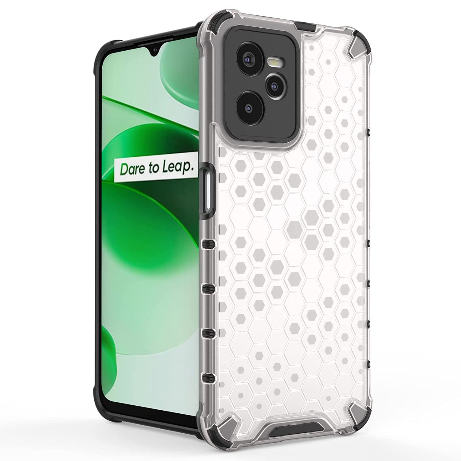 Faircost Hybrid Shockproof Back Cover for Realme C35 Hard Outside Soft Inside- (Polycabonate::Transparent)