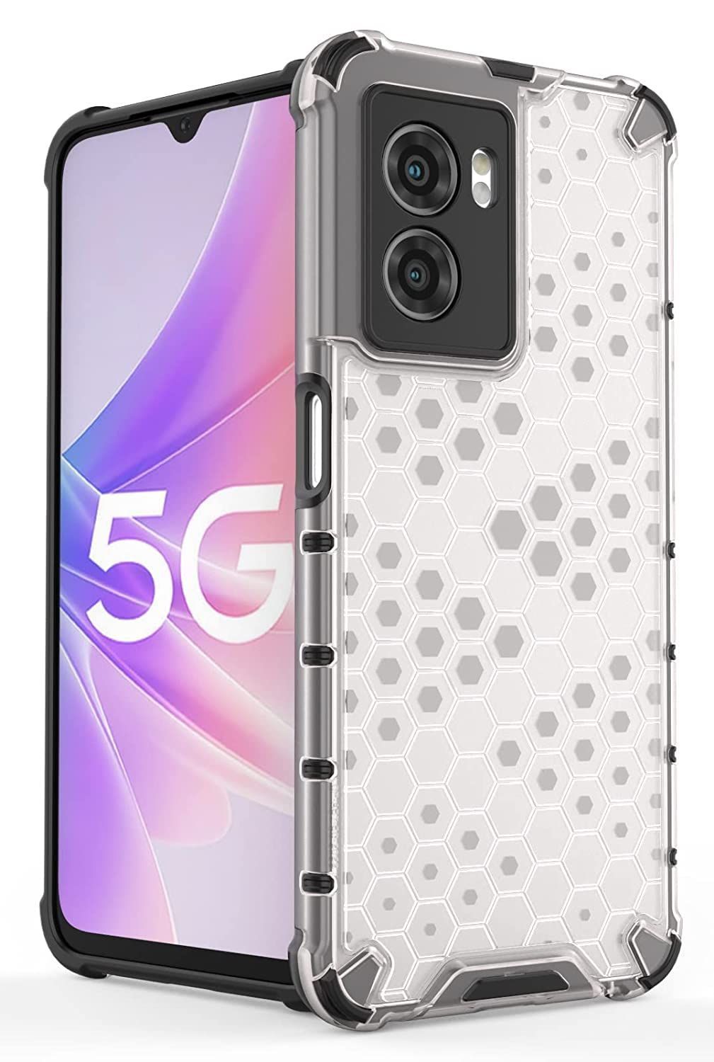 Faircost Hybrid Shockproof Back Cover for Oppo K10 5G/A57 5G Hard Outside Soft Inside- (Polycabonate::Transparent)