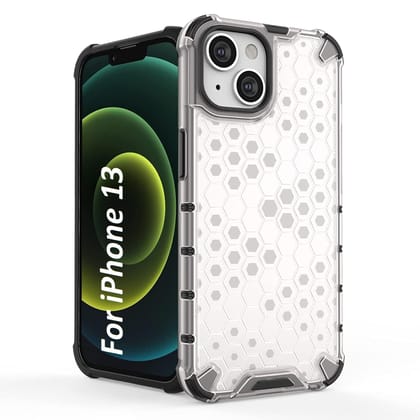 Faircost for iPhone 13 Hybrid Shockproof Back Cover Hard Outside Soft Inside- (Polycabonate::Transparent)
