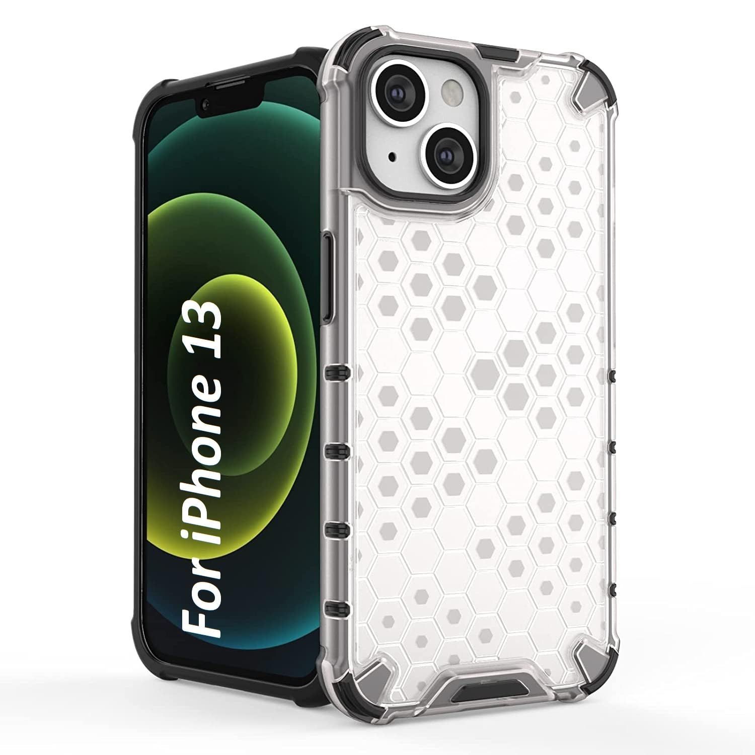 Faircost for iPhone 13 Hybrid Shockproof Back Cover Hard Outside Soft Inside- (Polycabonate::Transparent)