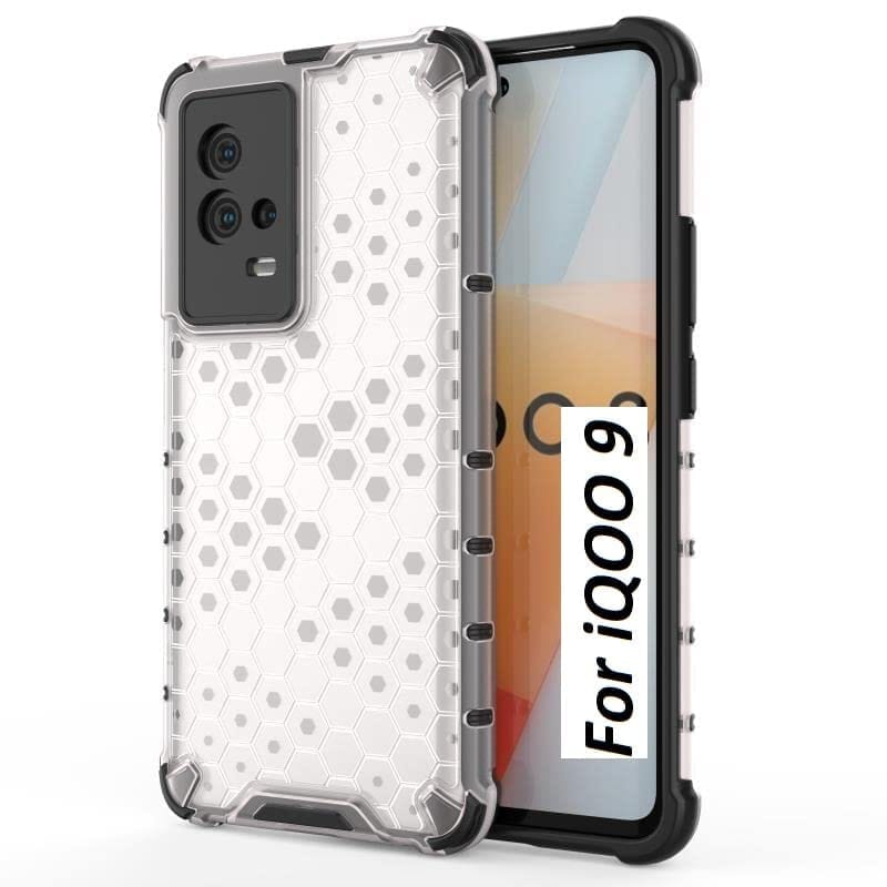 Faircost Hybrid Shockproof Back Cover for iQOO 9 5G Hard Outside Soft Inside- (Polycabonate::Transparent)