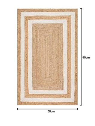 Natural Jute Rug with White Border Natural Jute Rug with White Border