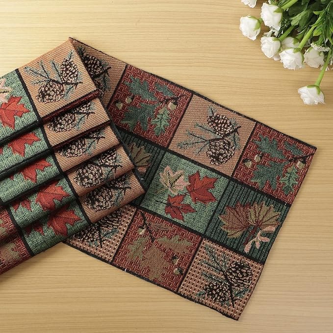 Autumn Leaves and Pinecones Table Runner