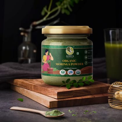 Asmita Organic Farms Moringa Powder 100g 100% Pure Drumstick Leaf Powder Natural Multivitamin Superfood Rich in Nutrients & Antioxidants Immunity Booster & Detox