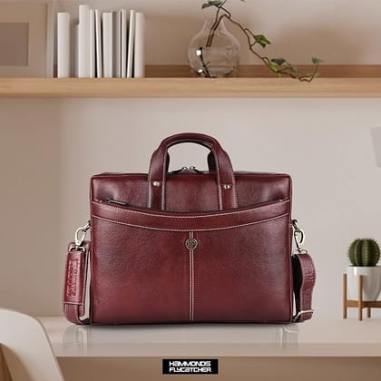 Genuine Leather Briefcase for Men with 8 Compartments, Laptop Slot, and Phone Pocket Genuine Leather Briefcase for Men with 8 Compartments, Laptop Slot, and Phone Pocket