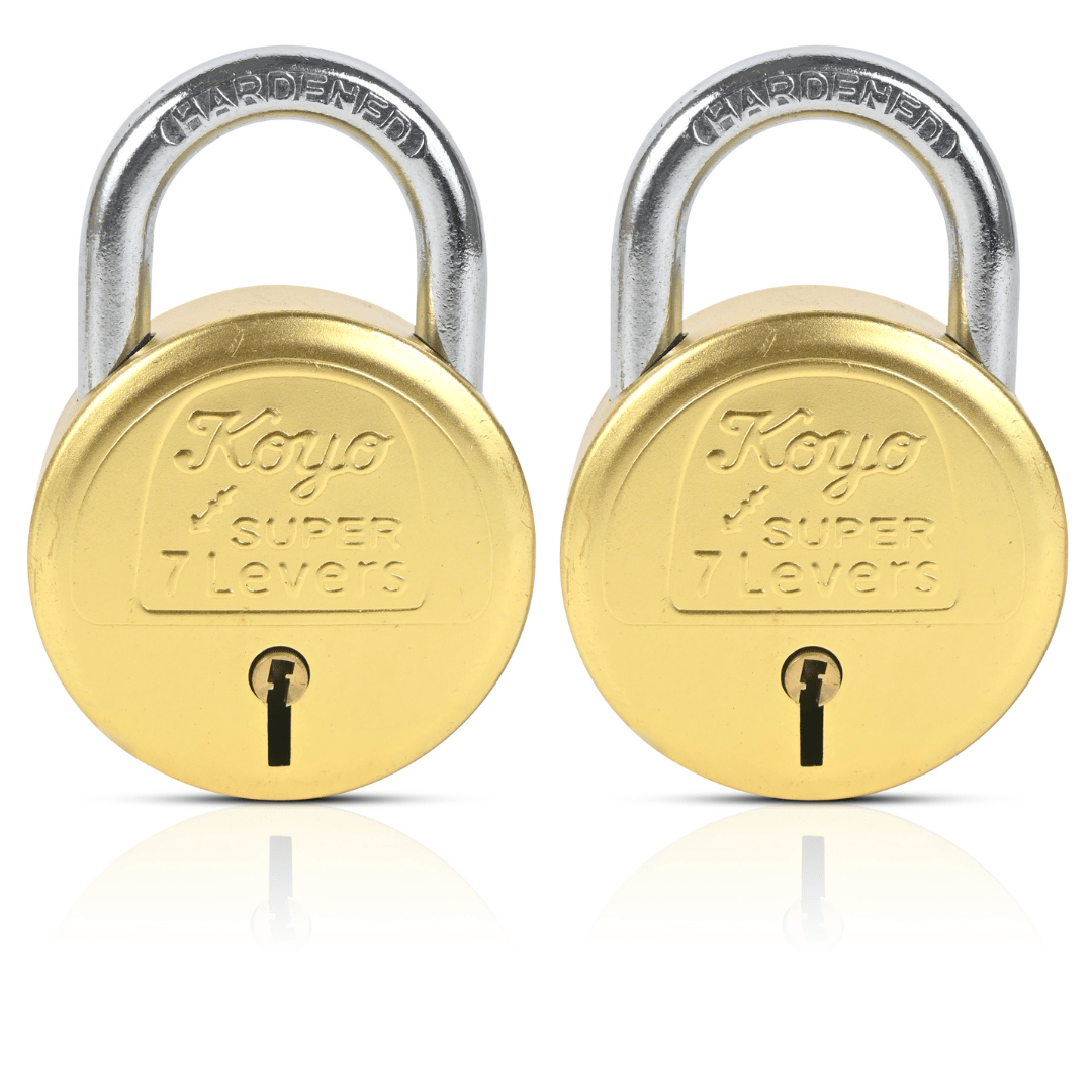 Pack of 2 Koyo Super 65mm 7 Lever  Brass Padlock With 3 Brass Keys | Shop Koyo Locks