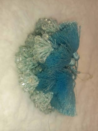 12PCS Handmade Beaded Tassel saree pallu hangings  - Light Blue